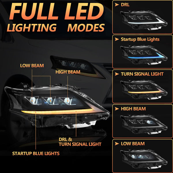 VLAND Motor LED Rear Lights compatible with RX270, RX330, RX350 F Sport, RX400h, RX450h, RX450hl 2010-2015, w/Amber Sequential Indicator, Driver & Passenger Side - Clear