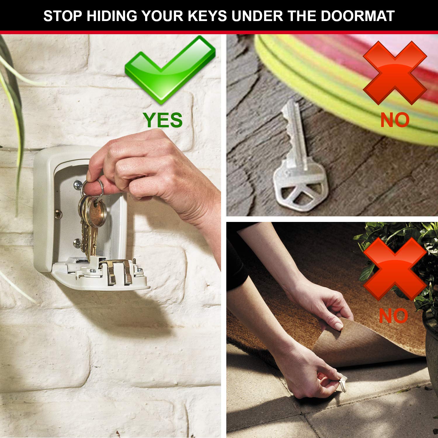 MASTER LOCK Extra Large Key Safe Wall Mounted, XL 106 x 146 x 53 mm, Outdoor, Mounting Kit, for Home Office Industries Vehicles, Black & Silver