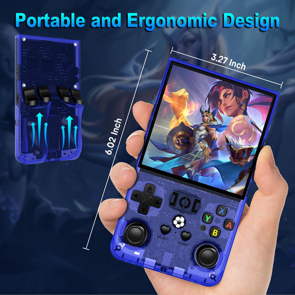 2025 New Upgrade R36MAX Retro Handheld Game Console with 64GB Built-in 18000+ Classic Games, Portable Video Gaming Console Linux System 4.0 Inch IPS Screen, 4000mAh Rechargeable Battery-Black