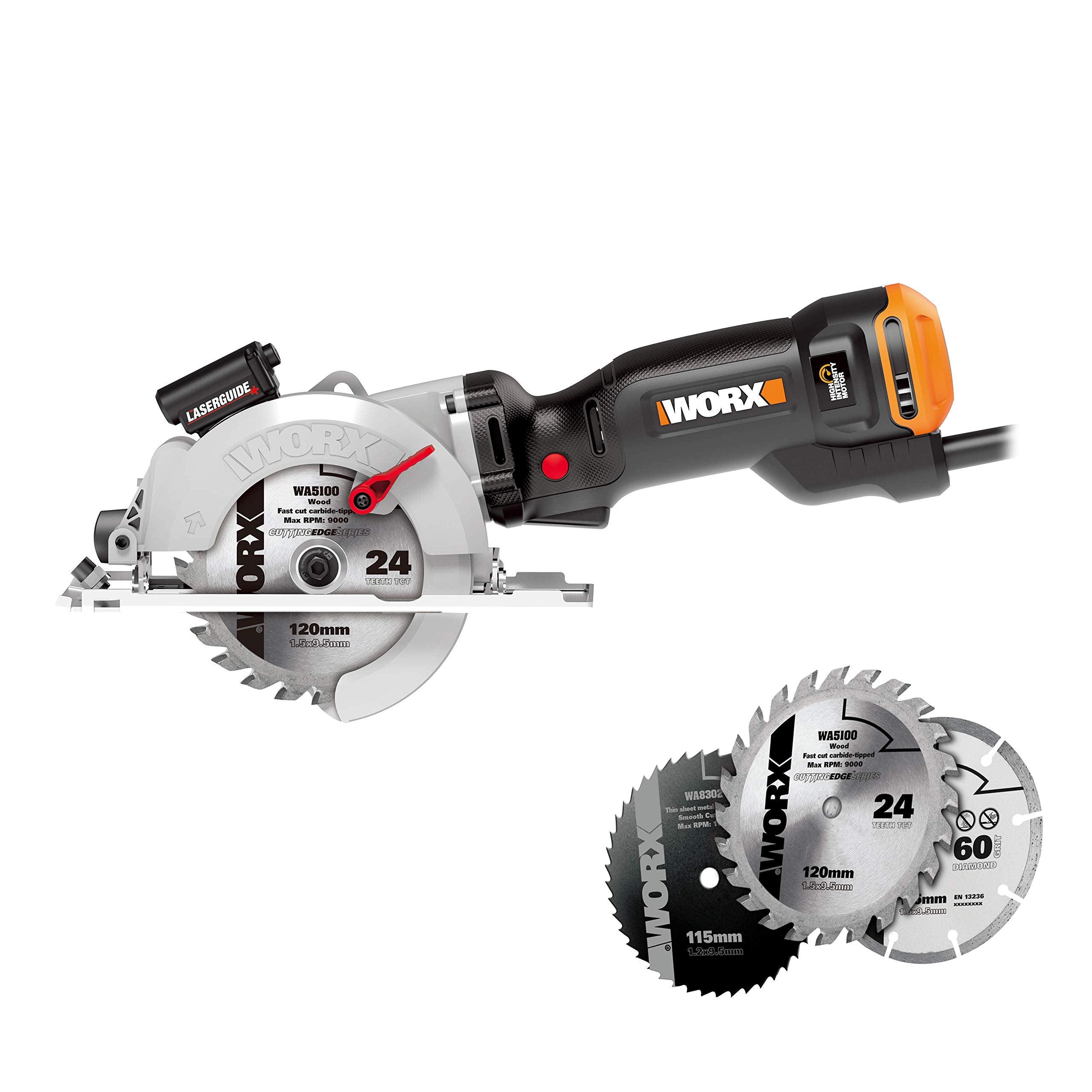WORX WX439 500W 120mm Black and Orange Worx Saw Compact Circular Saw