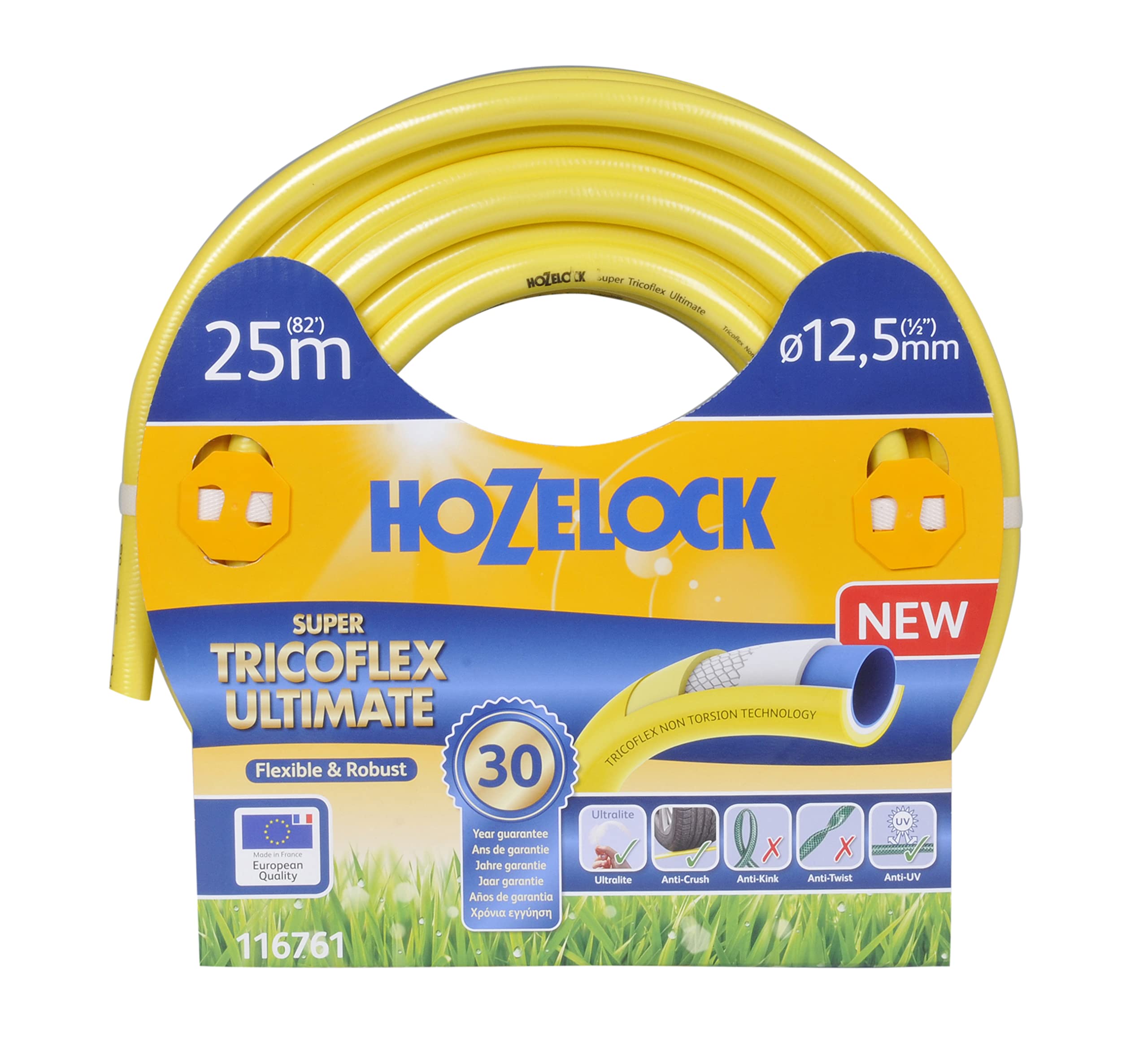 Hozelock 116761 12.5 mm 25 m "Super Tricoflex Ultimate" Water Hose - Yellow