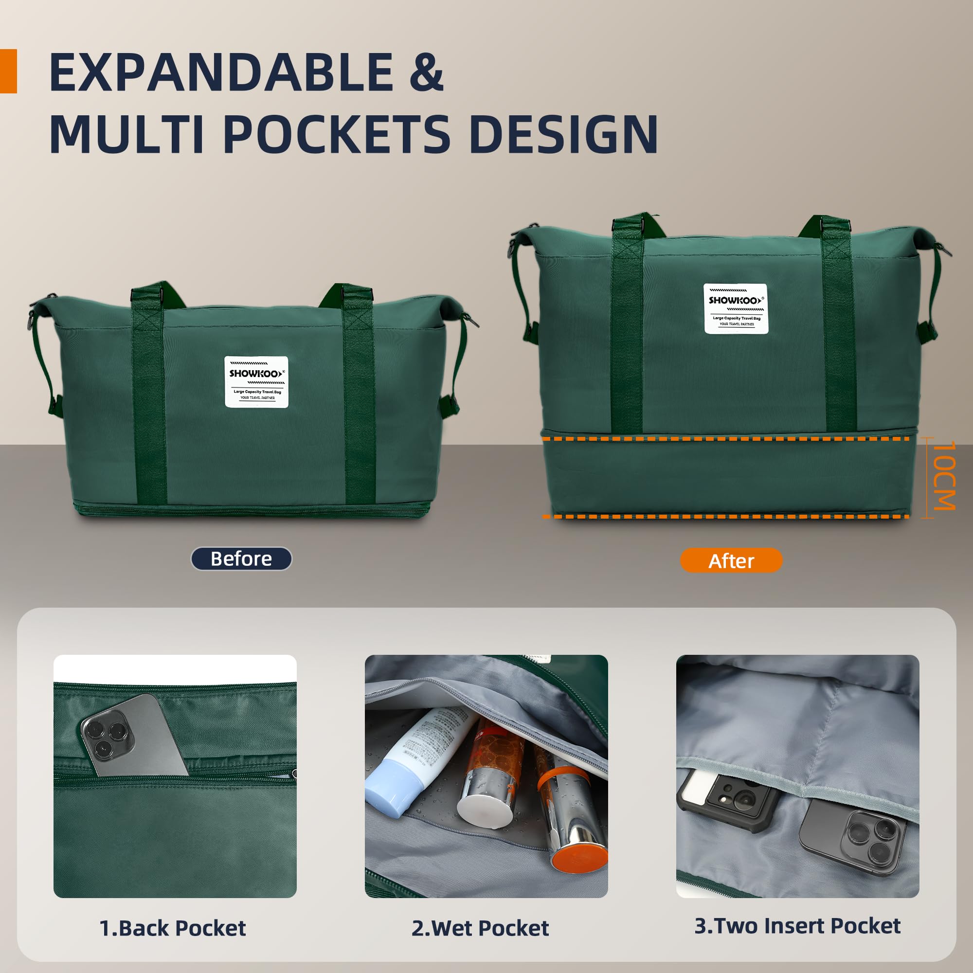 SHOWKOO Suitcase Large 28-Inch Expandable PC+ABS Hard Shell Travel Luggage Lightweight Durable High Capacity with Double Spinner Wheels TSA Lock, 28" Green