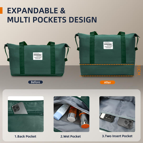 SHOWKOO Suitcase Large 28-Inch Expandable PC+ABS Hard Shell Travel Luggage Lightweight Durable High Capacity with Double Spinner Wheels TSA Lock, 28" Green