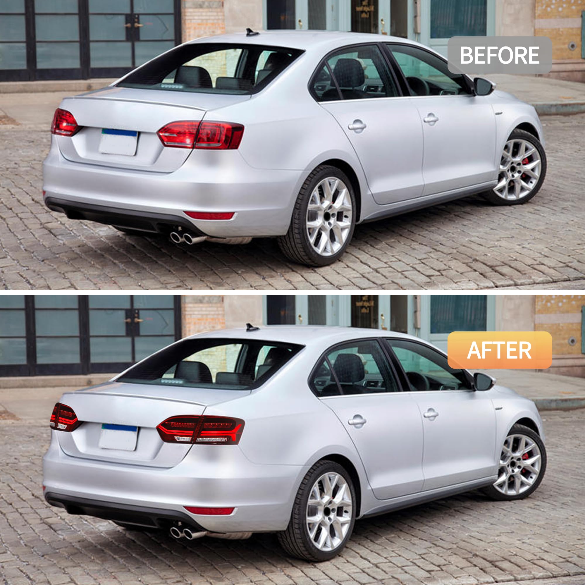 VLAND LED Rear Lights compatible with Jetta MK6 2011-2018 Sedan [Not fit LED & GLI models], Driver & Passenger Side - Red