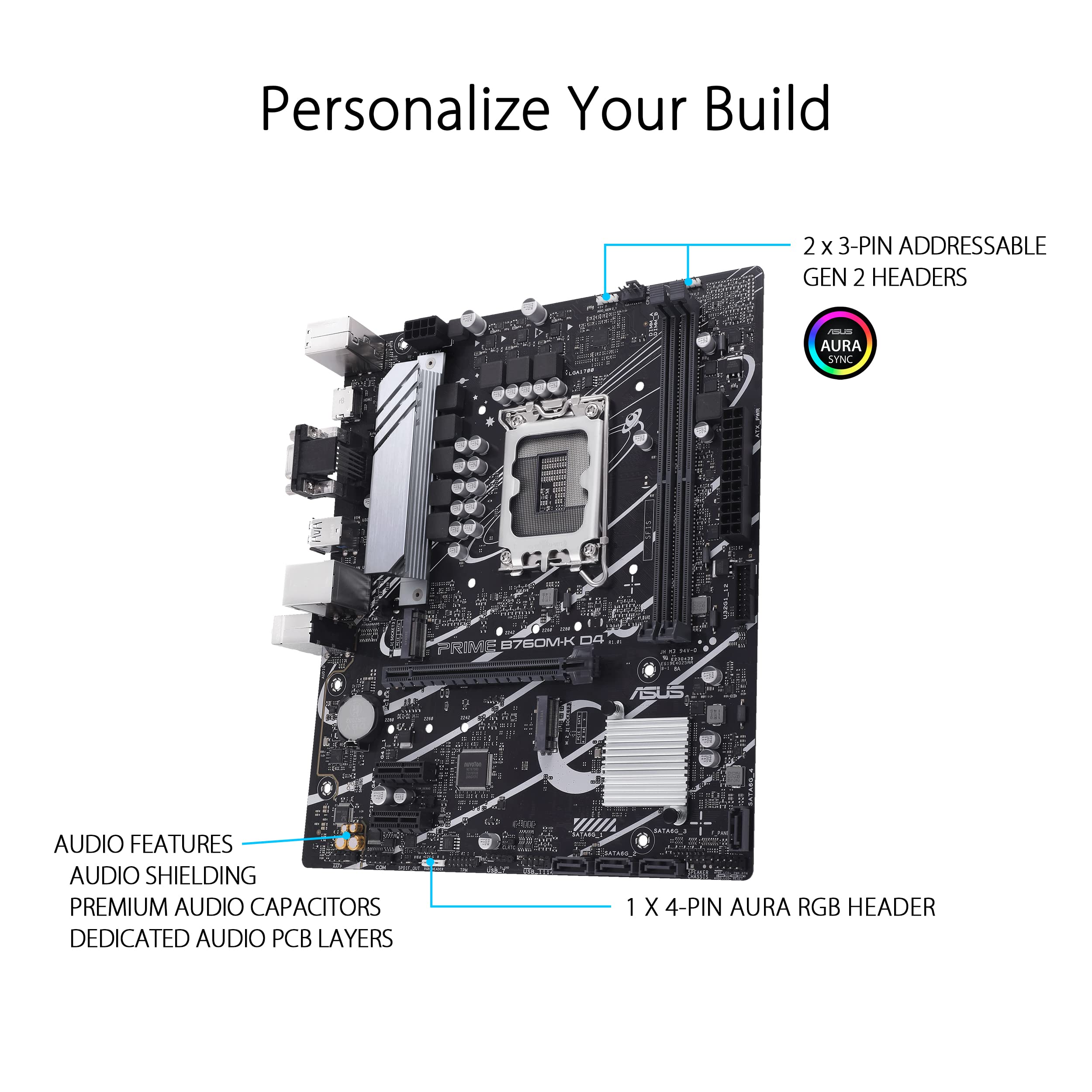 ASUS PRIME B760M-A WiFi D4 Intel LGA 1700, 4 x DIMM DDR4, 1 x Display Port, 2 x HDMI Ports