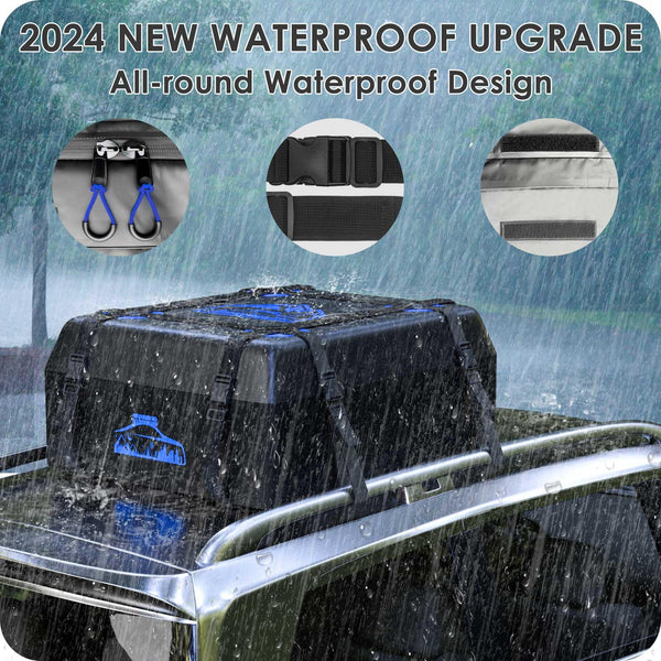 BOYUJK Roof Bag 20 Cubic/566 L, Waterproof Car Roof Bag no Rack Needed, Car Roof Box with Anti-Slip Mat and 6 Heavy-Duty Straps, Folding Soft Roof Bag for Cars with/Without Rack（ Orange 566L ）