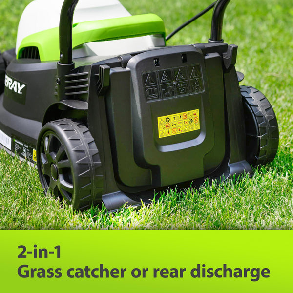 Murray Corded Electric Lawnmower 2-in-1 - Compact Lawn Mower 1200W/32cm with Grass Box 27L for Small Lawns - Ergonomic Soft Grip for Easy Grass Cutting, Overload Protection