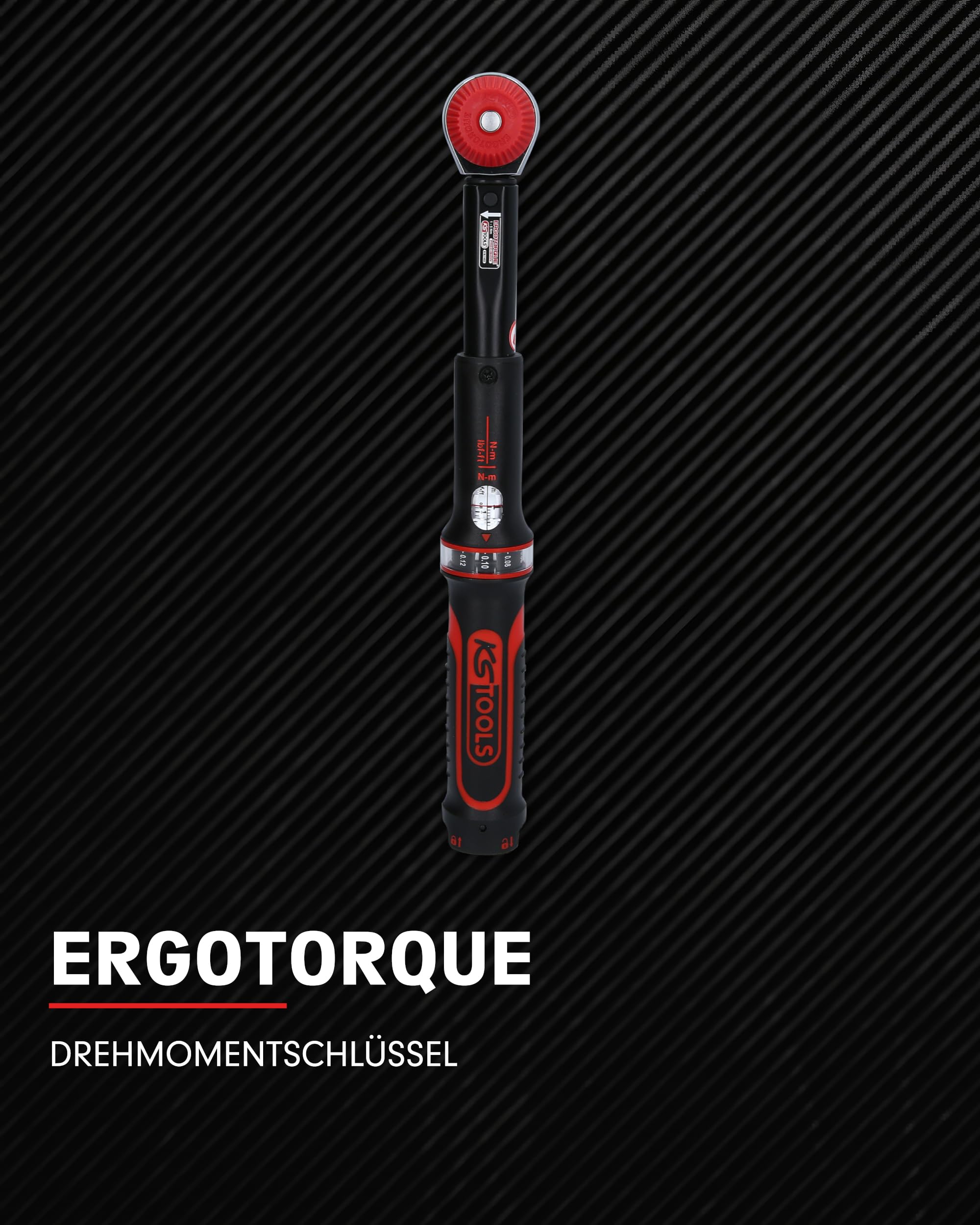 KS Tools Ergotorque® Precision 516.1402 Torque Wrench 1/4 Inch I 1-5 Nm I ± 3% Trigger Accuracy I Ratchet Torque Wrench Car Rotary Knob with Square Drive, Black/Red