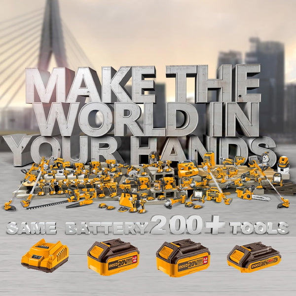 Ingco 20V Brushless Lithium-Ion Impact Wrench with 2Pcs 2.0Ah Batteries, 1Pcs Charger, 3Pcs Sockets, 1/2 Inch, 300NM CIWLI20013