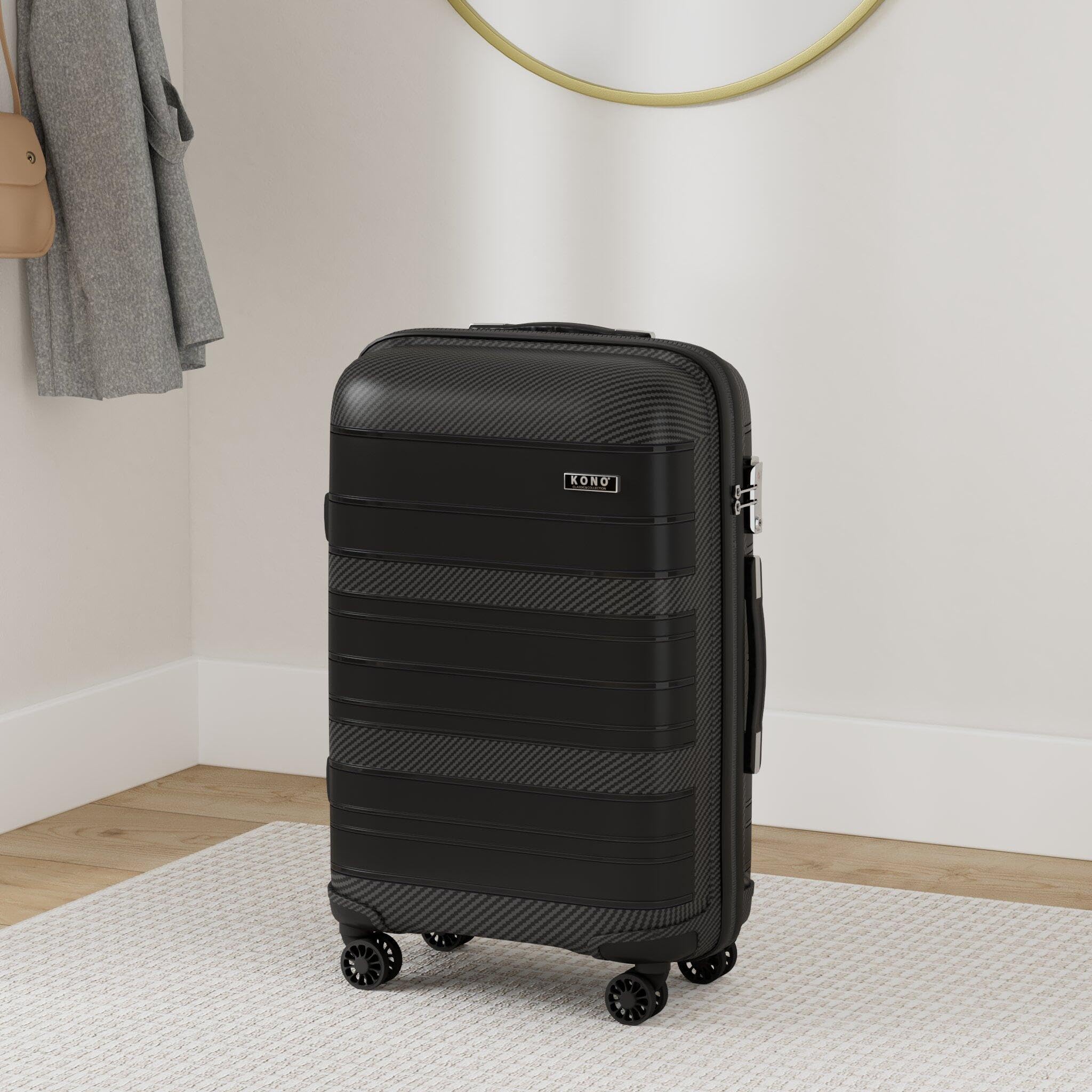 Kono Lightweight Suitcase Hand Luggage Polypropylene Hard Shell Travel Trolley