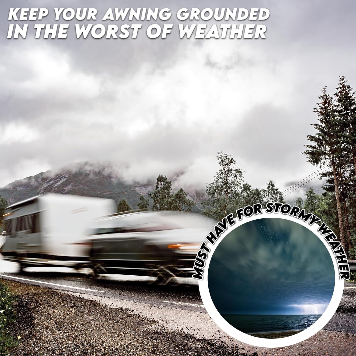 Xtremeauto Awning Tie Down Kit Storm Straps - Storm Straps For Caravan Awnings Motorhome Awning Straps For Awnings Up To 7.5M, Universal Caravan Awning Storm Straps Kit With Springs & Anchors