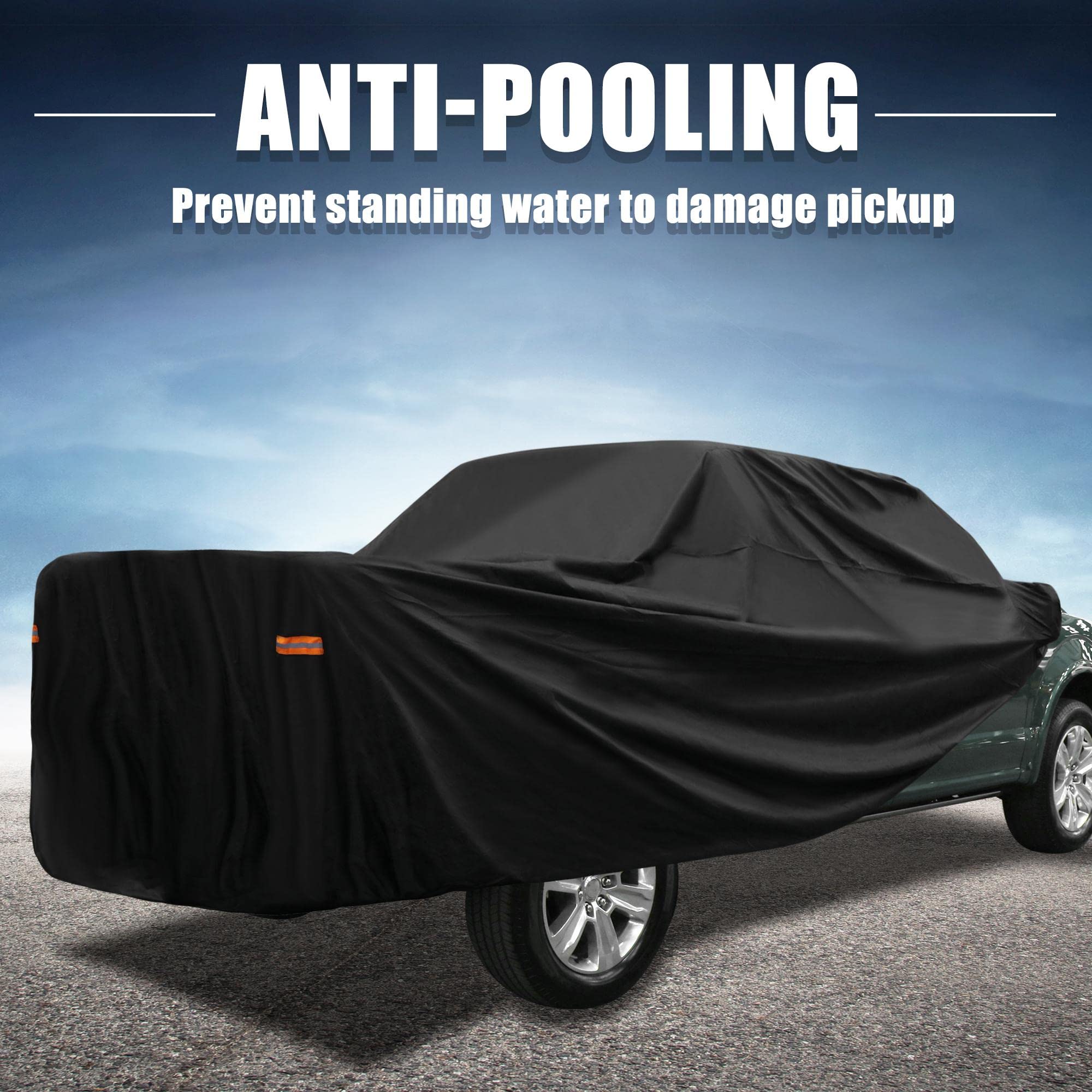 X AUTOHAUX All-Weather Pickup Truck Cover for Toyota Tacoma Crew Cab Pickup 4 Door 6.1 Feet Bed (2005-2021) - Waterproof, UV-Resistant, and Windproof with Left Door Zipper, 190T PU Material