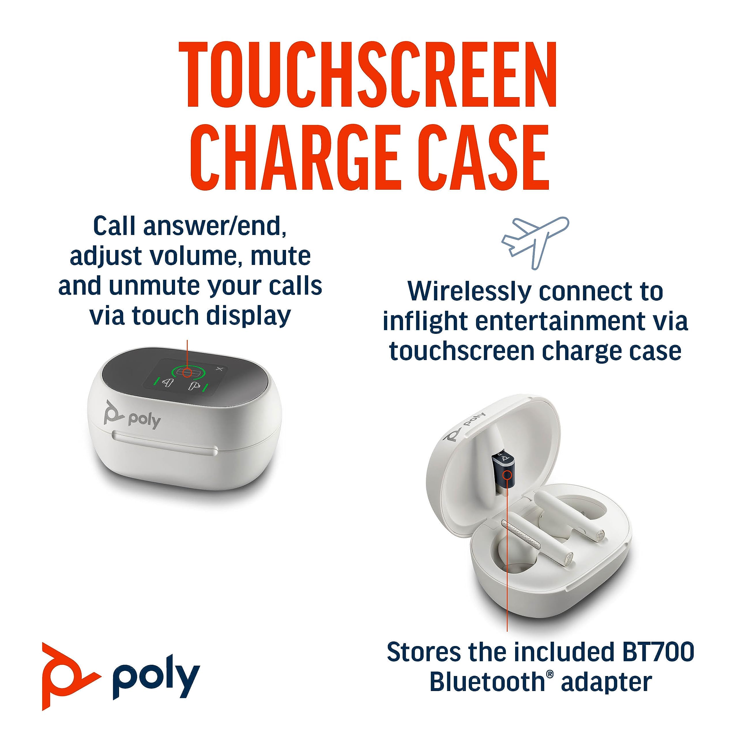 Poly Voyager Free 60+ UC true wireless earbuds (Plantronics) – Noise-canceling mics for clear calls – ANC – Smart charge case w/touch controls–Compatible w/iPhone, Android, PC/Mac, Zoom, Teams