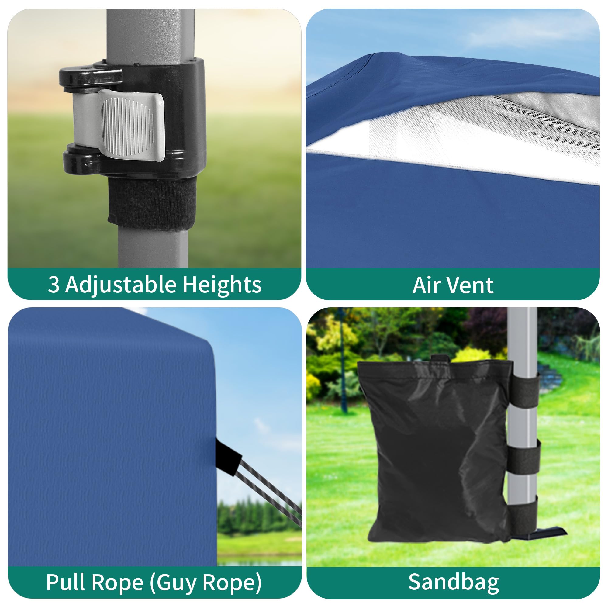 YITAHOME 2.5x2.5M Instant Heavy Duty Pop Up Gazebo, Waterproof Folding Garden Camping Party Tent Canopy Marquee with Roller Bag for Patio Markets Beach