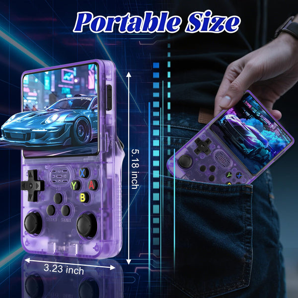 Blidinner R36S Retro Handheld Games Console -With Open Source Linux System,3000mAh Battery,3.5 Inch HD Screen,64G TF Card,20,000+ Classic Games,Portable Mini Game Console for Teens and Adults-Black