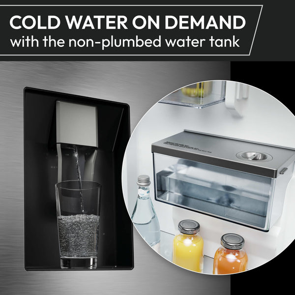 Hoover Free Standing Cube Fridge Freezer, 4 Doors, No Frost, E Class, 463L Total Capacity, Non Plumbed, Silver 83x65x181cm - HHCR3818EWPL