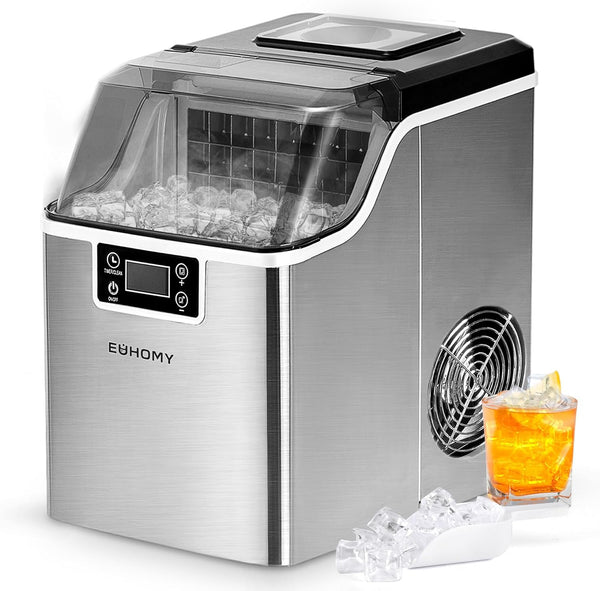 Ice Maker Machine Countertop Ice Cube Maker with Portable Handle, 9 Ice Cubes in 6 Mins, Self-Cleaning Compact Ice Maker 12 kg in 24 Hrs, with Ice Scoop and Basket for Home/Kitchen/Office/Bar