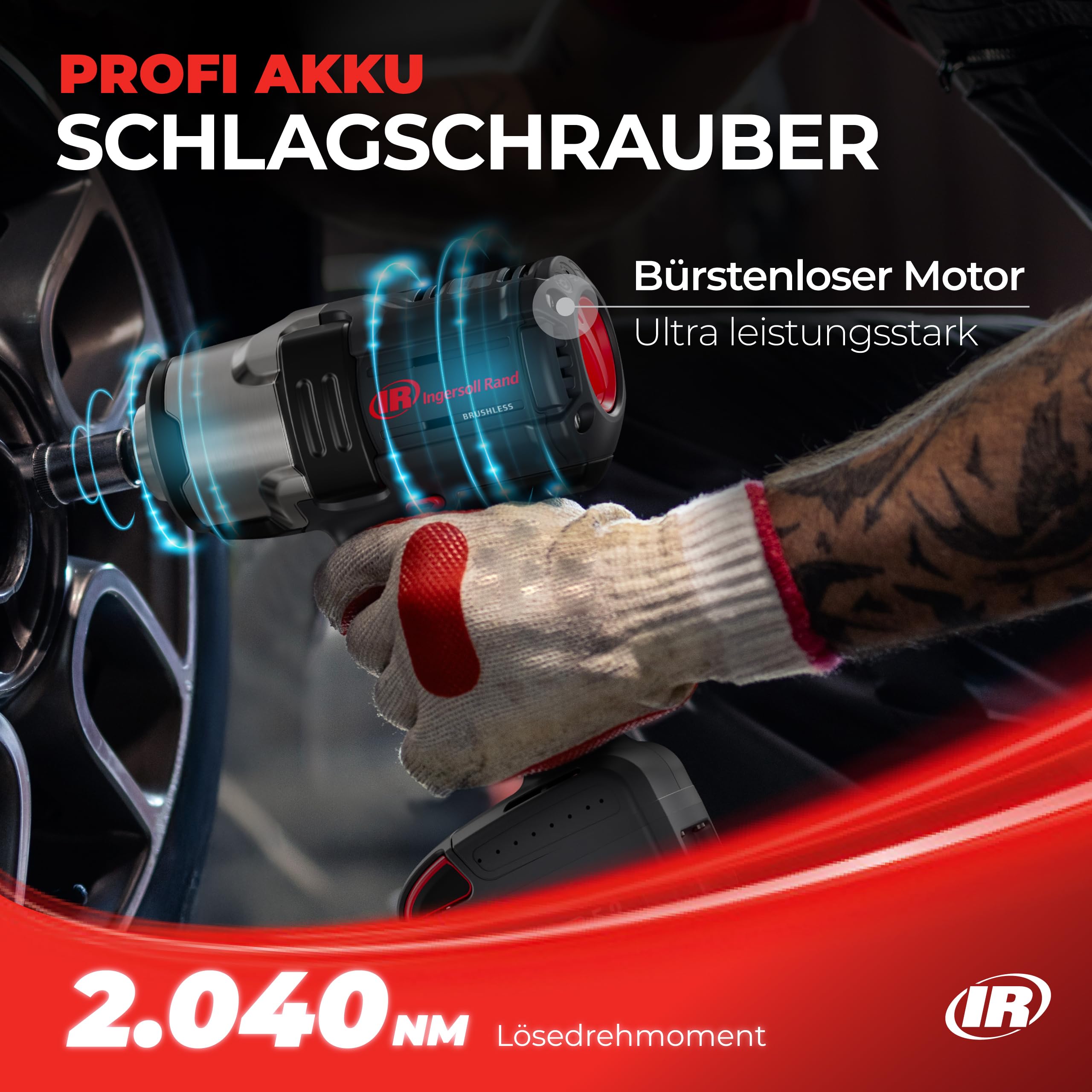Ingersoll-Rand W7172-K22B-EU Impact Wrench, 3/4 Inch 20V Cordless Impact Wrench, 2X BL2022 Li-Ion Batteries 5.0 Ah + Charger Kit (UK Plug) in Case