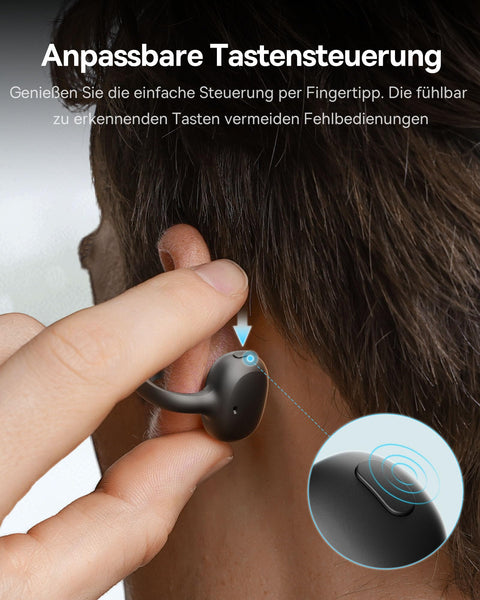 Baseus Bowie MC1 Open-Ear Headphones – Lightweight Bluetooth Air Clip with 40H Battery Life & Bass Ai HiFi Sound Quality & Bluetooth 5.4, (5.2g) with IP57 for Sports & Travel - White