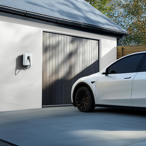 Masterplug Smart EV Home Wall Charger for Type 2 Electric and Plug-In Hybrid Vehicles, Tethered with 5m Cable, Mode 3, App Control, Solar Charging, Single Phase, Black, IP55, 7.4kW, 32A, EVCM3ST7B-MP