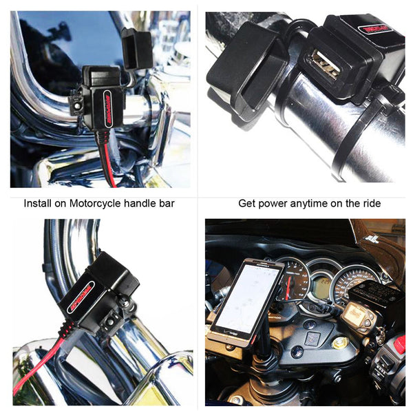 MOTOPOWER MP0609A 3.1Amp Motorcycle USB Charger Kit for Phone, GPS or Sport Camera