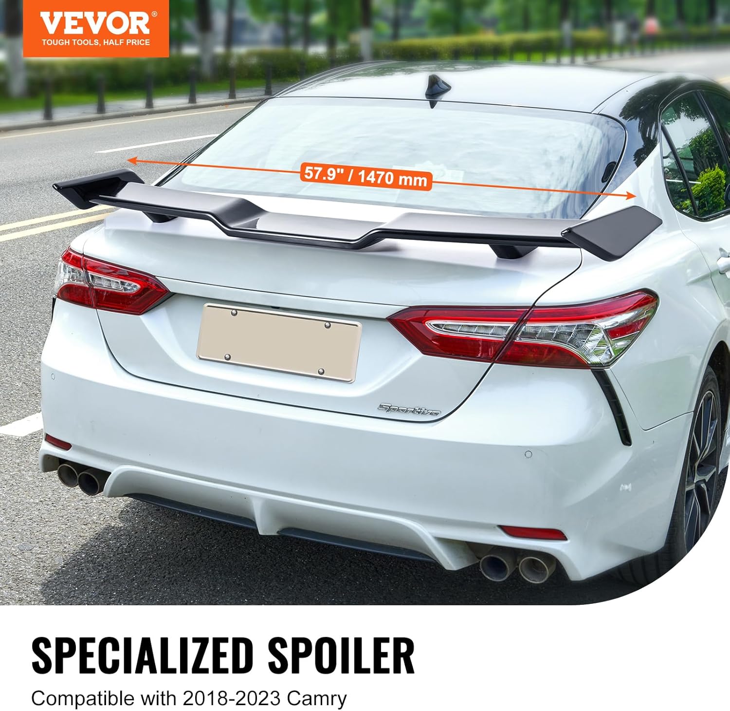 VEVOR GT Wing Car Spoiler, 57.9 inch Spoiler, Compatible with 2018-2023 Camry, High Strength ABS Material, Baking Paint, Car Rear Spoiler Wing, Racing Spoilers for Cars, Glossy Black