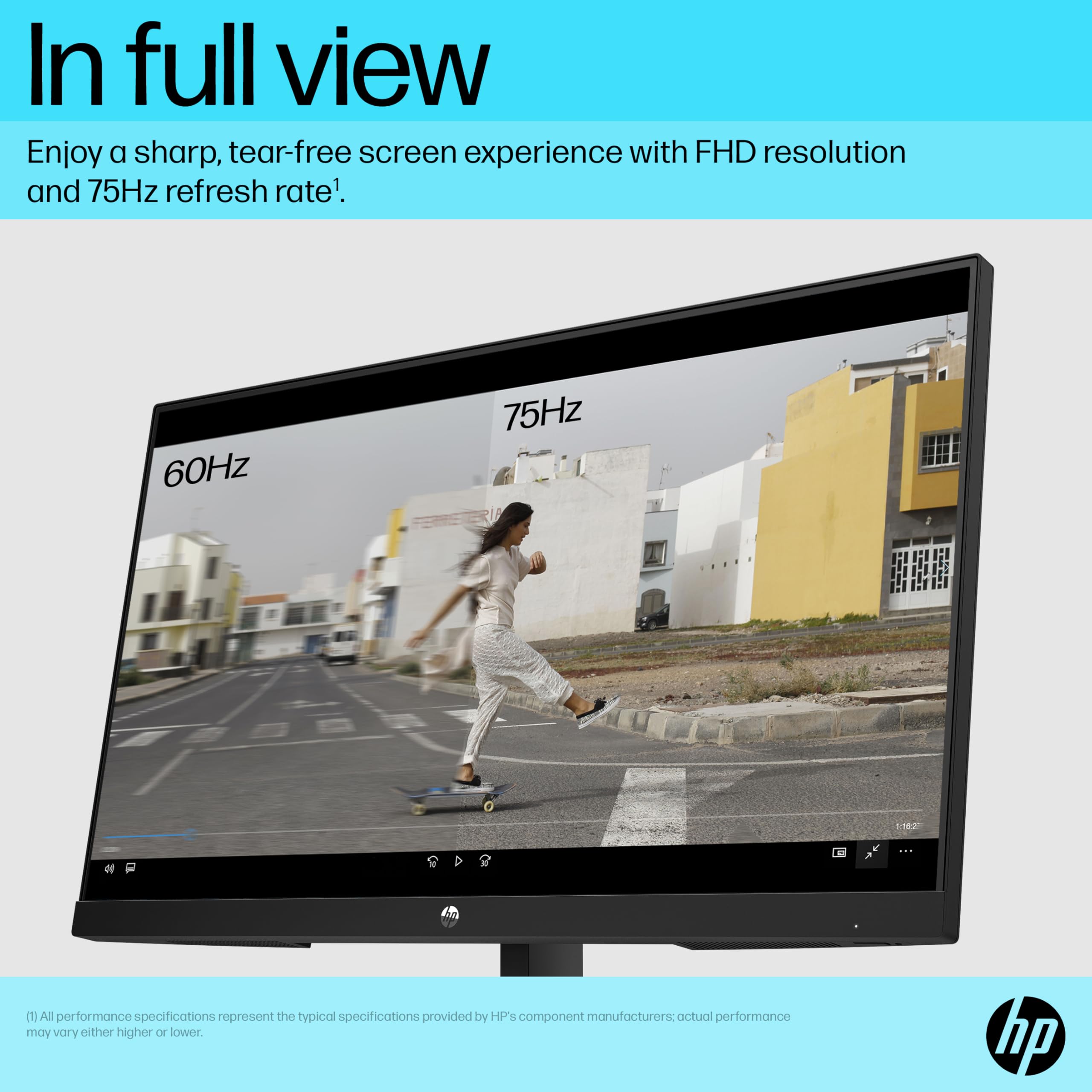 HP 24 Inch FHD Monitor | Full HD VA LCD Display | 75hz Refresh Rate | 250 Nits Brightness | 3000:1 Contrast Ratio | AMD FreeSync Technology | Adjustable Tilt | 1x HDMI 1.4, 1x VGA | Black | V24v G5