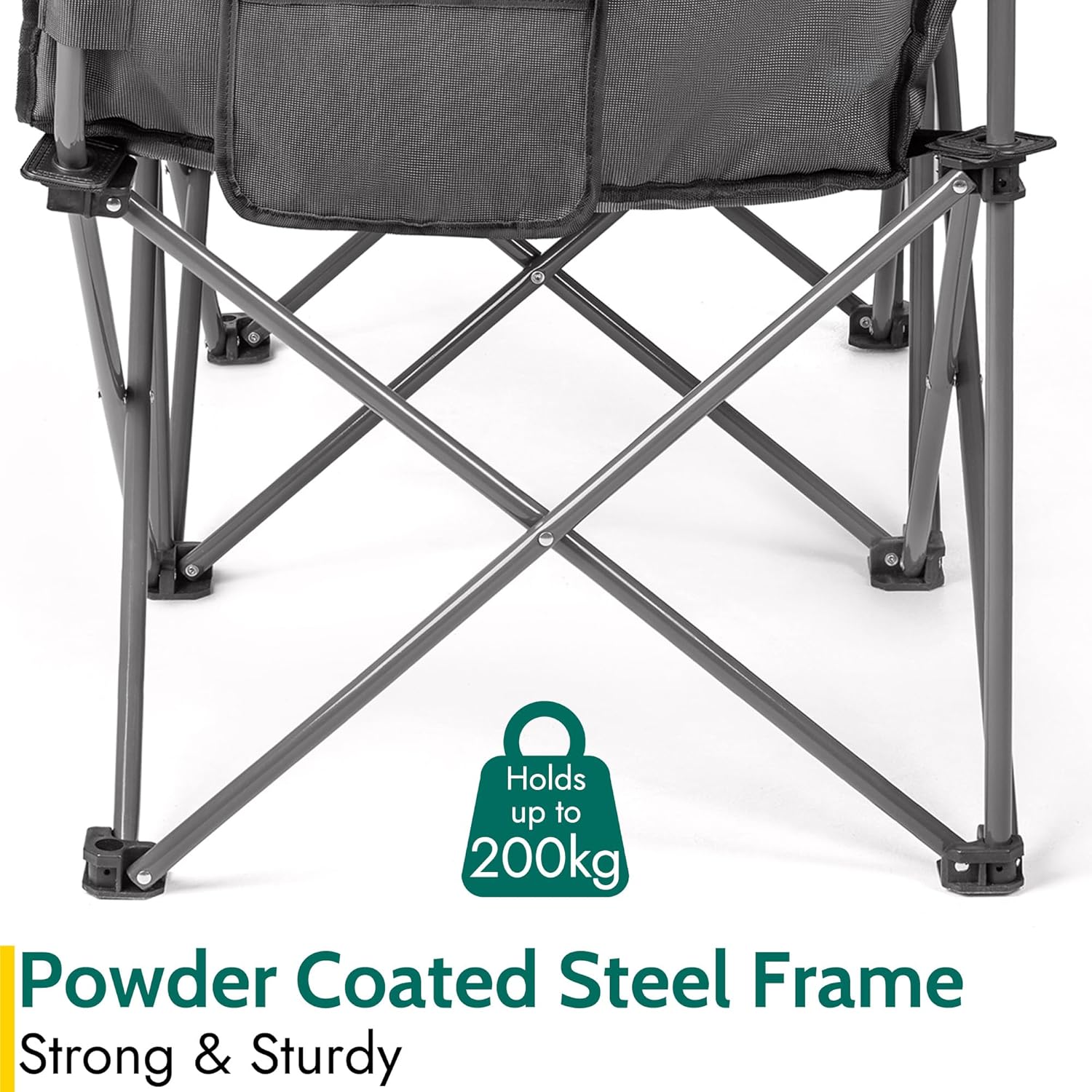 Trail Double Camping Chair for Adults, Folding Padded 2 Seater, Sturdy Heavy Duty Steel, Luxury Duoweave Fabric, Lightweight Compact, Outdoor Fishing Garden, Pocket, Carry Bag (H88cm x W120cm x D53cm)