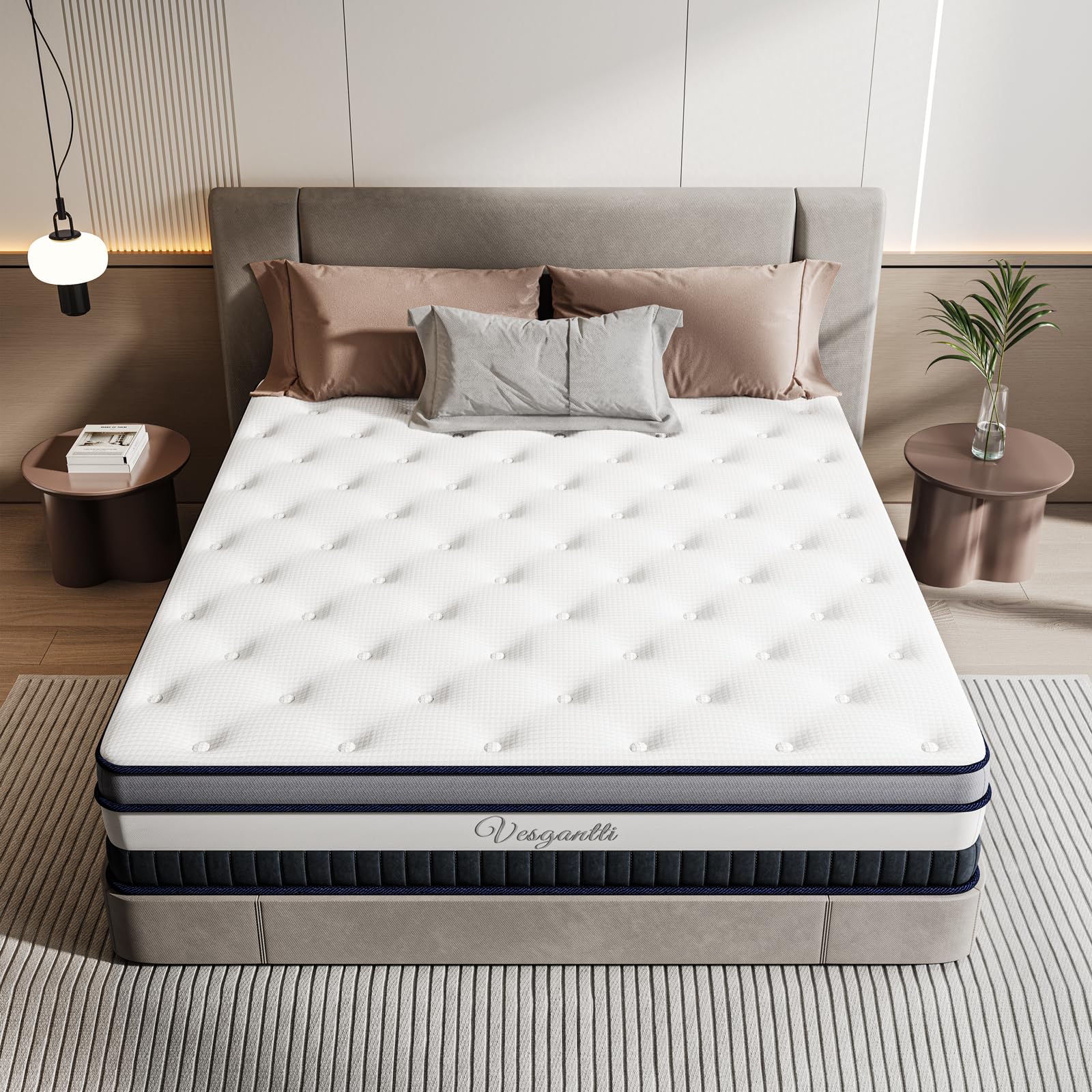 Vesgantti 3FT Single Mattress, 11 Inch Pocket Sprung Mattress Single with Breathable Foam and Individually Pocket Spring - Medium, Luxury Box Top Collection