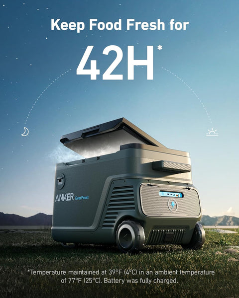 Anker EverFrost Powered Cooler 30, 33L No-Ice Cooler with 299Wh Battery, 20-35 Hours of Long-Lasting Cooling, Efficient Compressor, Bluetooth Control, and Detachable Charger