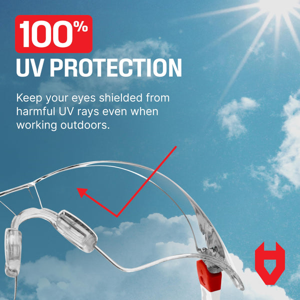 NoCry Clear Safety Glasses for Work with Anti Fog Scratch Resistant Wrap-Around Lenses and Non-Slip Grips, UV Protection. Adjustable Eye Protection Cycling and Squash Glasses with Black & Green Frames