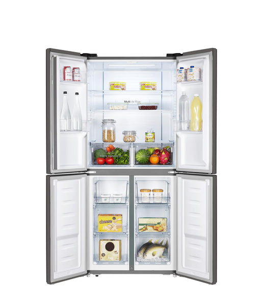 Fridgemaster MS83430EB Freestanding Slim American Side by side Door Fridge Freezer 441L, Total No Frost, Inverter compressor, Black, 83.2x178.0cm, Energy Rating E