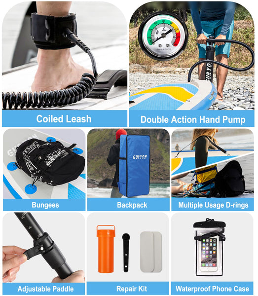 Paddle Board, Inflatable Stand Up Paddle Board Ultra-light ISUP 10’x 30" x 6" Paddle Board with Adjustable Paddle, Hand Pump, Leash, Repair Kit, Waterproof Phone Case, Paddle Board for Adults