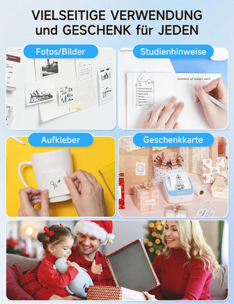 iDPRT Mini Portable Sticker Thermal Printer for Study Notes Pictures DIY Labels, Study Notes, Photos