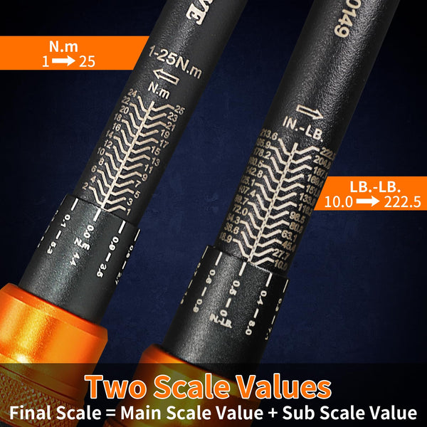 Torque Wrench 1/4 Bike Torque Wrench 1-25nm Torque Wrench Set 63ps with 100mm Extension bar and Socket