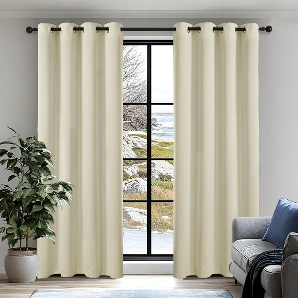 Deconovo Blackout Curtains Eyelet Super Soft Thermal Insulated Ring Top Blackout Curtains for Nursery 46 x 54 Drop Inch Dark Grey 2 Panels