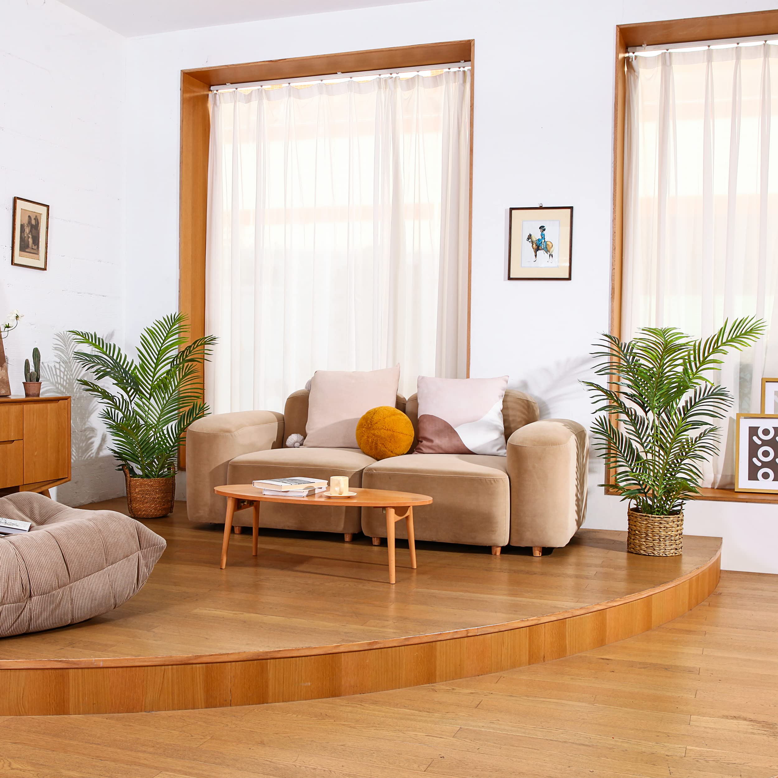 Fopamtri Artificial Plants Indoor Faux Areca Palm 120 cm in Plastic Pot Large Fake Tropical Palm Plants with Artificial Foliage for Home House Office