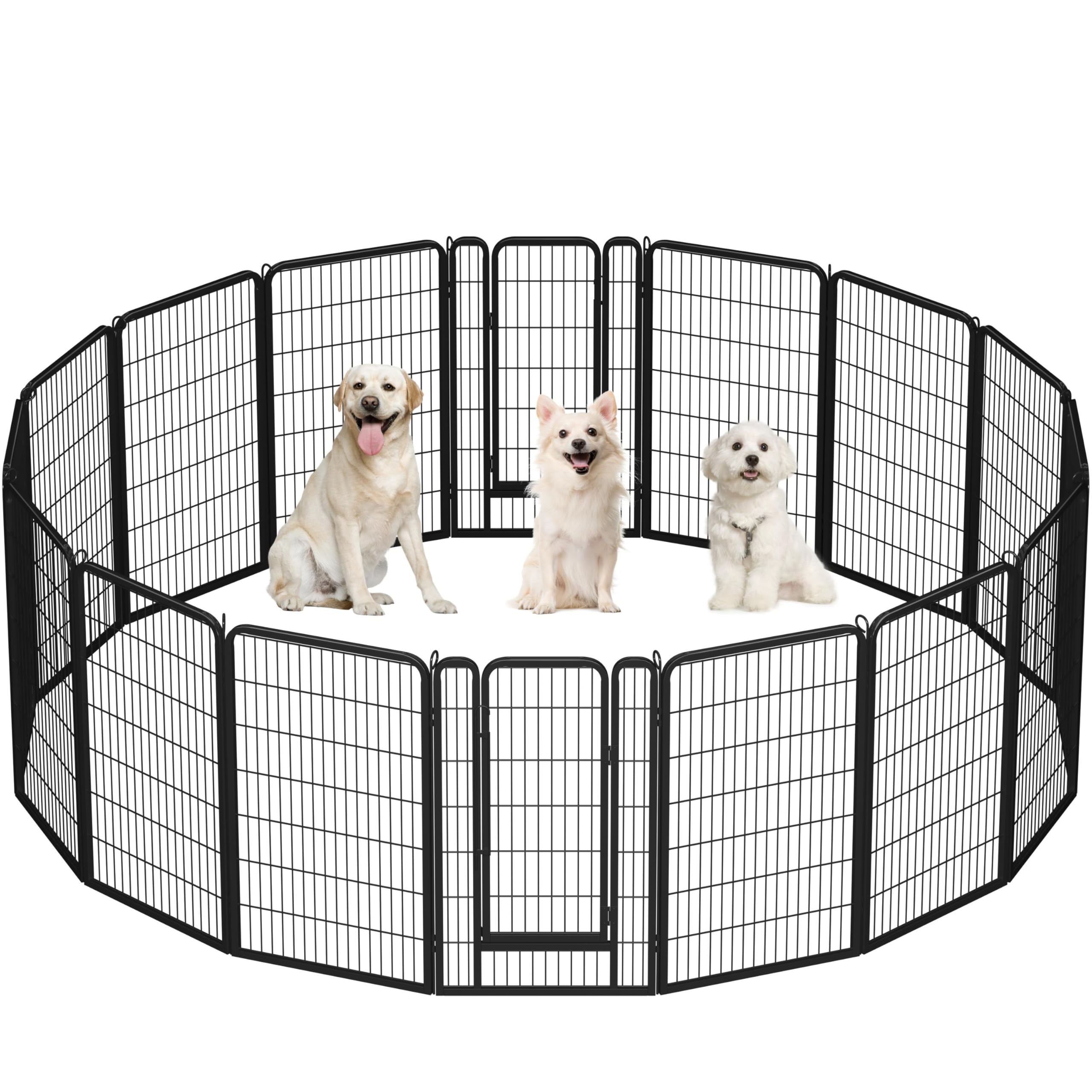 Yaheetech Lightweight Dog Playpen, 8 Panel 80cm Dog Fence Pet Exercise Pen Portable Puppy Play Pen Suitable for RV/Camping