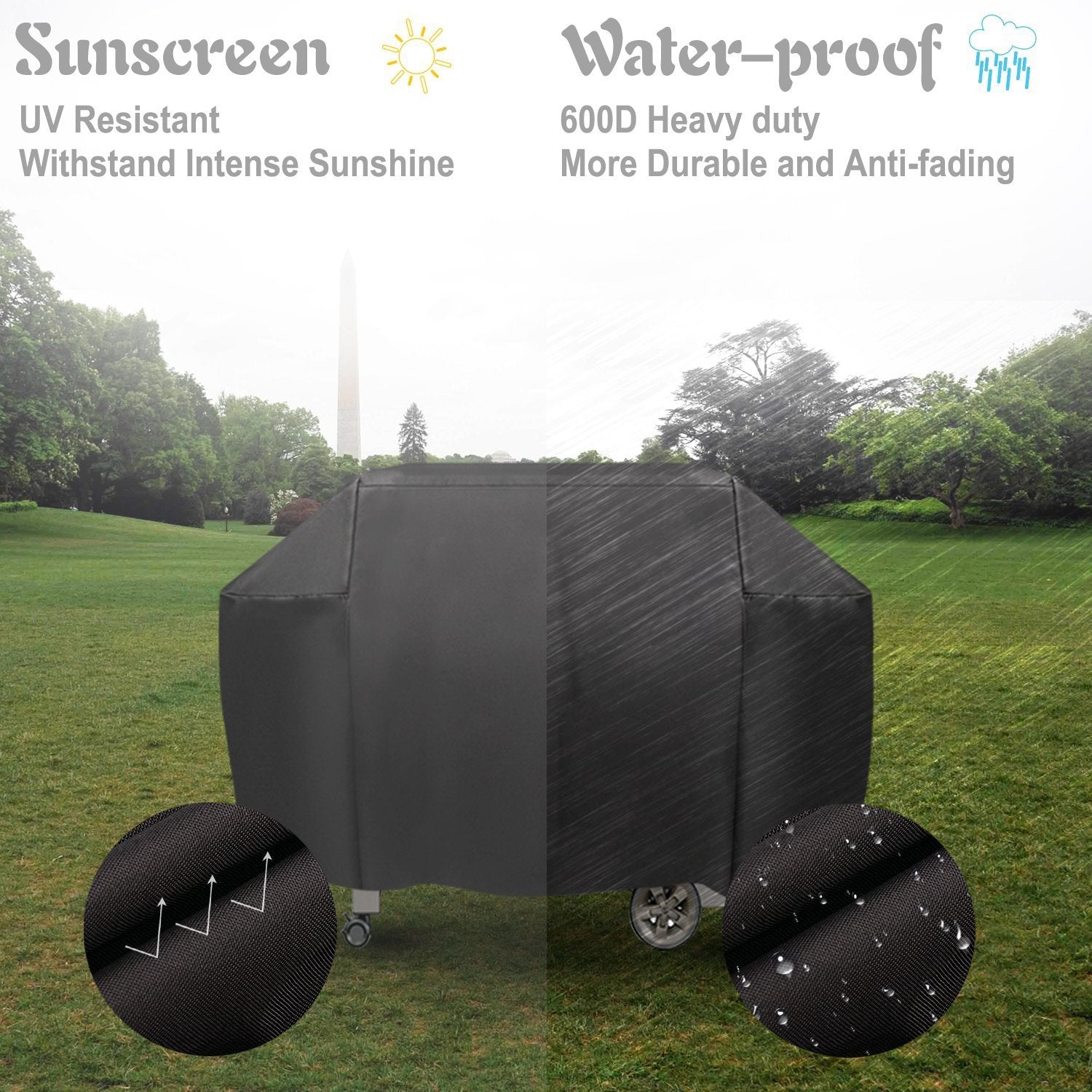 Onlyfire 7130 Upgraded Barbecue Cover 58-inch Waterproof Outdoor Grill Cover For Weber Genesis & II & II LX 300 (147L x 63W x 113H CM), Rip-Proof, UV