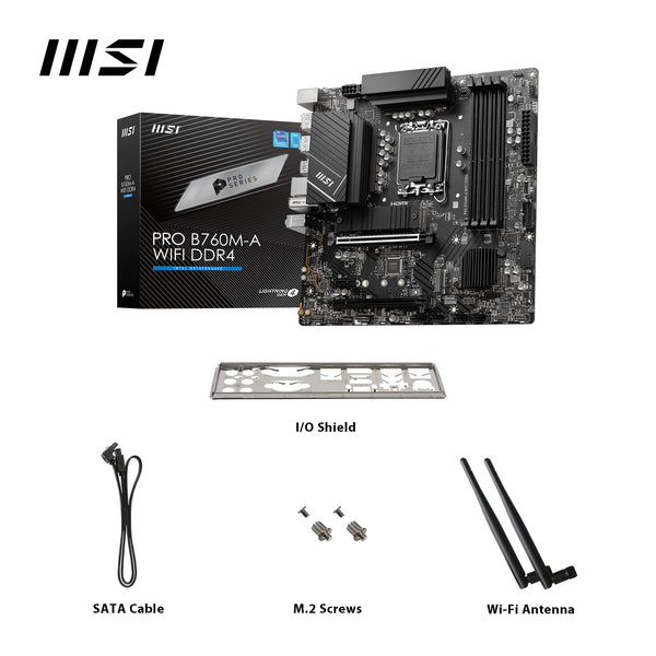 MSI B760 GAMING PLUS WIFI DDR4 Motherboard, ATX - Supports Intel 14th, 13th & 12th Gen Core Processors, LGA 1700 - DDR4 Memory Boost 5333+MHz/OC, 1x PCIe 4.0 x16, 2 x M.2 Gen4, 2.5G LAN, Wi-Fi 6E