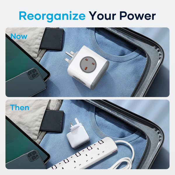 Socket Cube USB C Power Strip with 4 Outlets 3250W and 30W USB C Charging for iPhone 16/15/14, iPad,MacBook, Galaxy, Power Delivery Charging for Game, Dorm Rooms, Home, Office, White