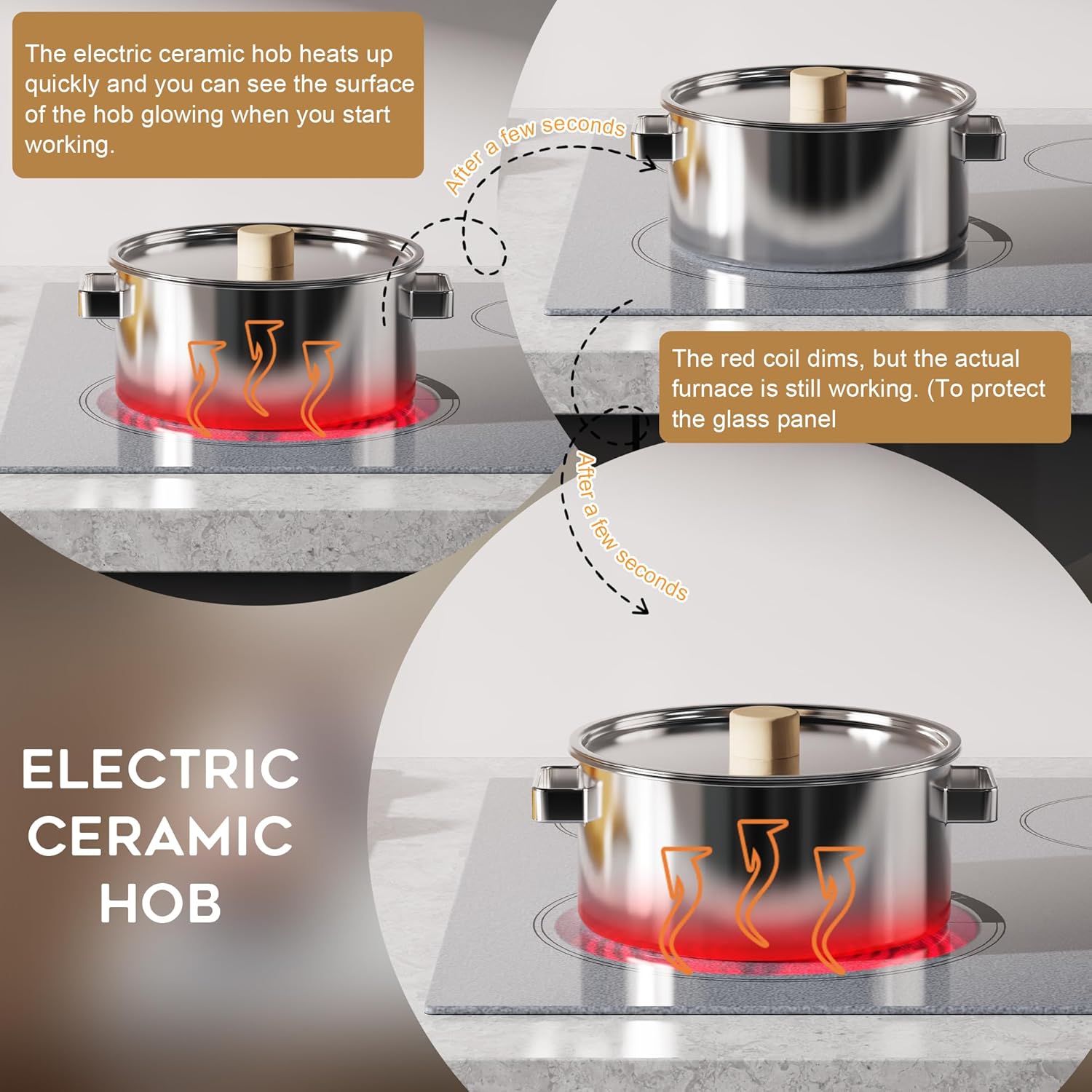 Cooksir Electric Hob 60cm, Ceramic Hob 4 Ring 6700W, Electric Hob 4 Zone with Expandable Dual and Oval Zone, Built-in Hob with Frame, Timer, Safety Lock, 220-240V(No Plug)