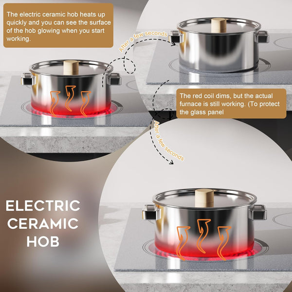 Cooksir Electric Hob 60cm, Ceramic Hob 4 Ring 6700W, Electric Hob 4 Zone with Expandable Dual and Oval Zone, Built-in Hob with Frame, Timer, Safety Lock, 220-240V(No Plug)