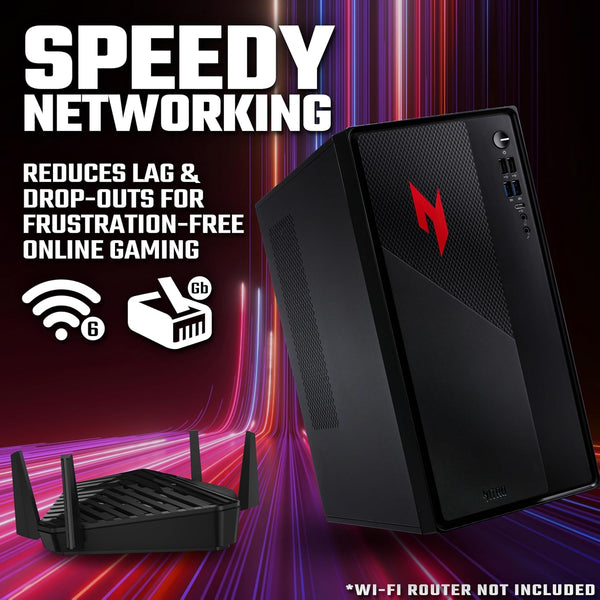 Acer Nitro N20 Gaming Desktop PC - Intel Core i5-13420H, 16GB, 512GB SSD, NVIDIA GeForce RTX 5060, No Display, Windows 11, Black