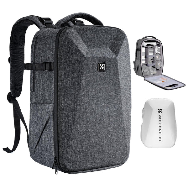K&F Concept Camera Backpack,Hardshell DSLR Photography Camera Bag with 15-15.6 Inch Laptop Compartment Waterproof Camera Case Compatible for Canon/Nikon/Sony/DJI Mavic Drone