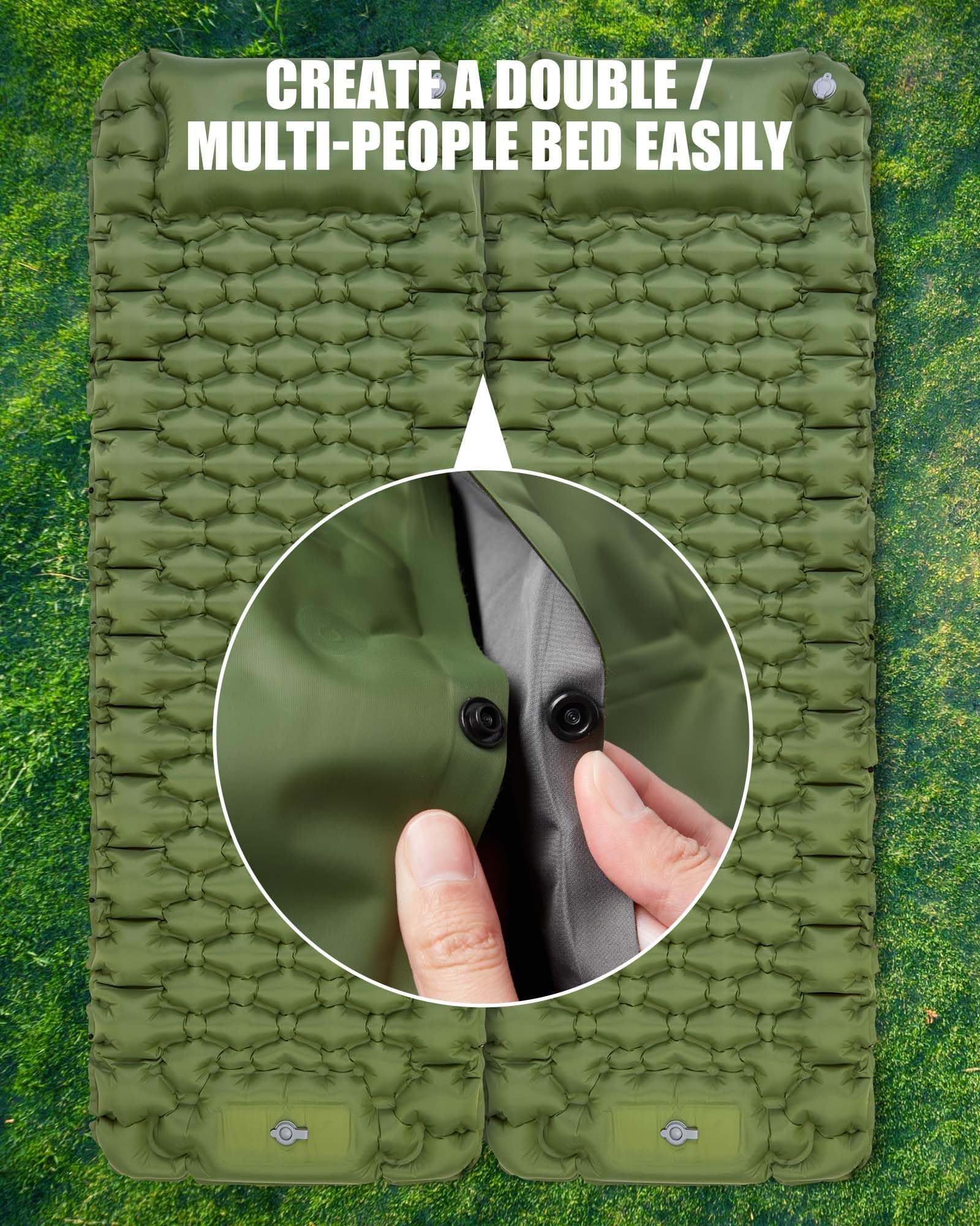 AKSOUL Self Inflating Sleeping Mat for Camping: 8-12CM Thickness Single Camp Mattress, Double Joinable Camping Inflatable Mat