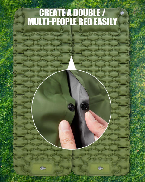 AKSOUL Self Inflating Sleeping Mat for Camping: 8-12CM Thickness Single Camp Mattress, Double Joinable Camping Inflatable Mat
