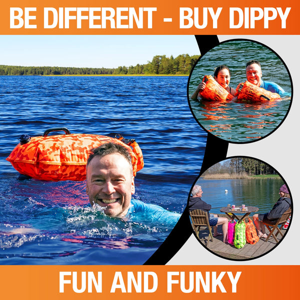 DIPPY Tow Floats for Open Water Swimming | 28L Swim Buoy Open Water Swimming Float | Waterproof Swimming Buoy | Tow Float Dry Bag | Wild Swimming Float | Wild Swimming Accessories Triathlete, Swimmer