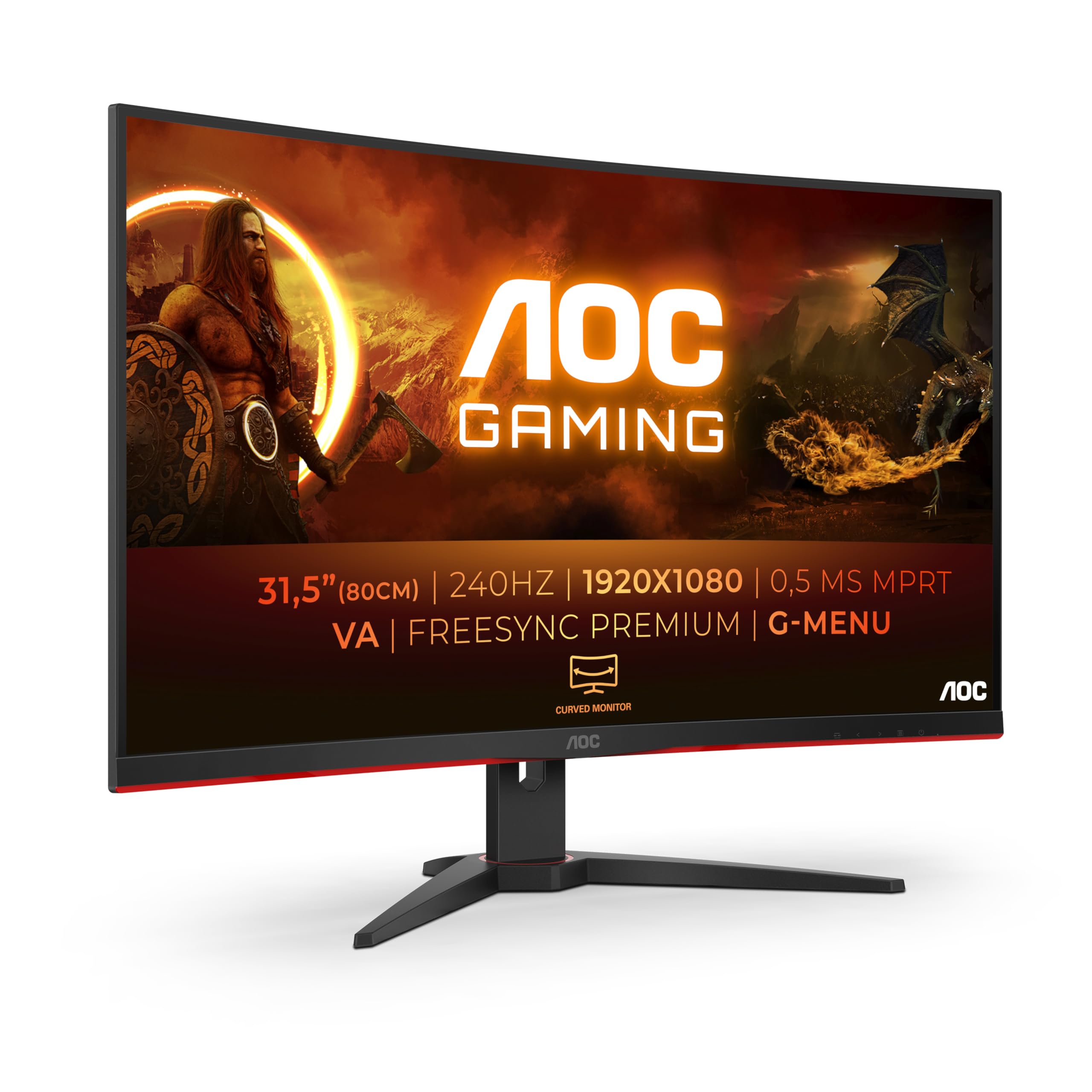 AOC Gaming 25G3ZM/BK - 24.5" 240Hz FHD Monitor, 0.5ms MPRT, FreeSync Premium (1920x1080, HDMI 2.0 x 2, DisplayPort 1.2 x 1, Headphone out (3.5mm)) black/red