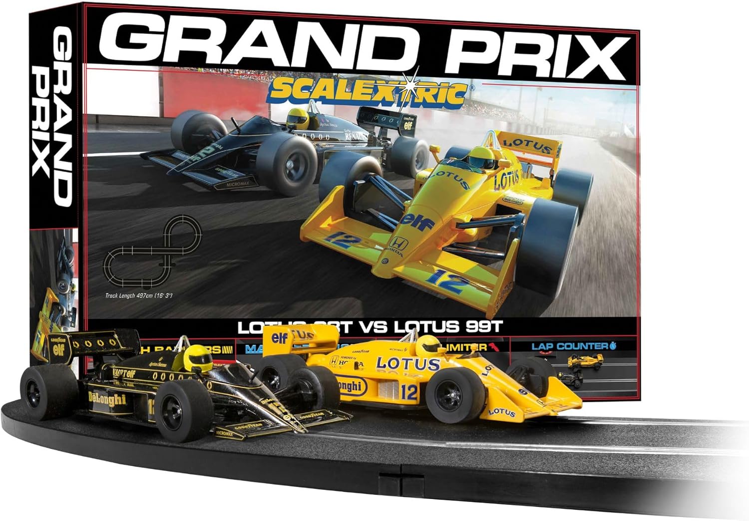 Scalextric Racing Track Sets for Kids - 1980s Grand Prix Speed Track - Electric Race Tracks for Boys & Girls 5+, Slot Car Race Tracks - 1:32 Scale Mini Car Racing Sets, Boys Birthday Gifts